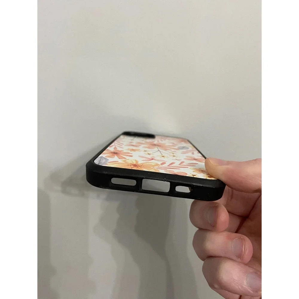 Floral Phone Case iPhone 13 Orange White Watercolor Flower Pattern Grip Bumper - Picture 3 of 5